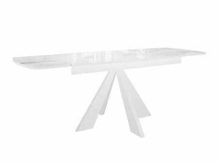 Стол DikLine SFU140 стекло белое мрамор глянец/подстолье белое/опоры белые (2 уп.)