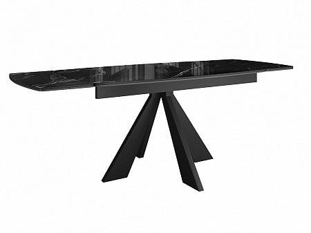 Стол DikLine SFU140 стекло черное мрамор глянец/подстолье черное/опоры черные (2 уп.)